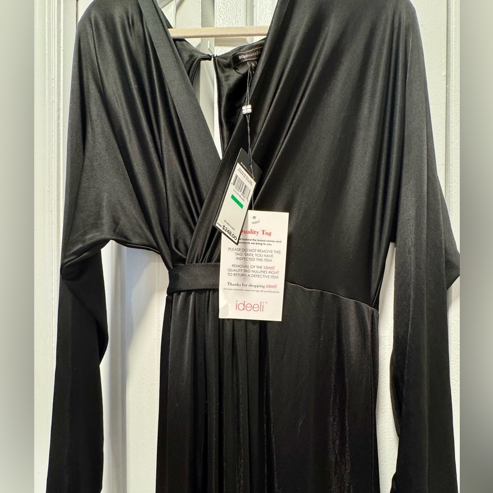 BCBG Stretchy Black Long Sleeve Maxi Gown with Sleeves - Picture 2 of 3